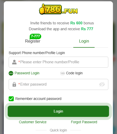 How to register on 786Fun Game Pakistan