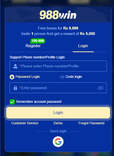 988WIN Game Download register, login and earn bonus