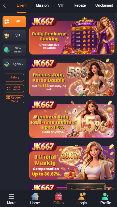K667 Game daily bonus , free rewards every day