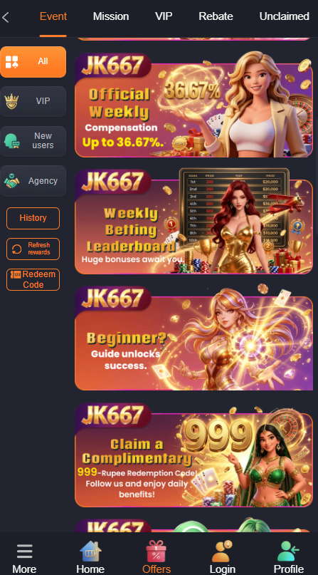 JK667 Game welcome bonus, new player first deposit reward