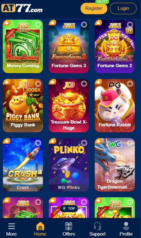 Games available inside AT77 Game app 2026