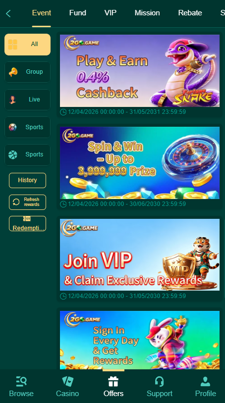 2Go Game welcome bonus and referral program