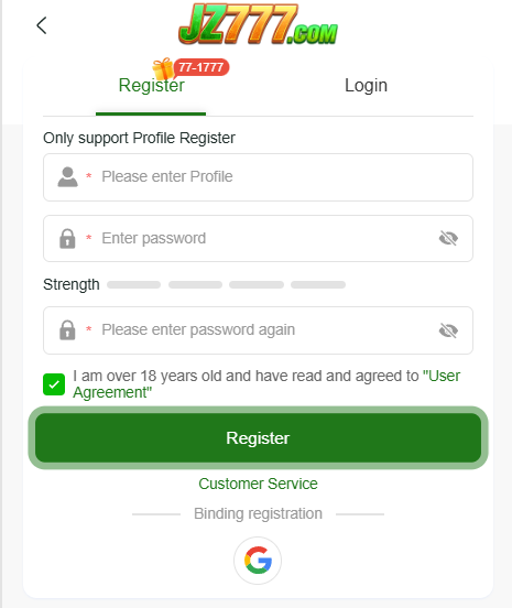 JZ777 Game Download and register