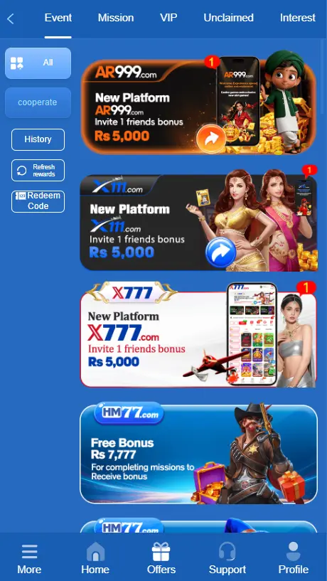 HM77 Game daily login bonus and referral reward system