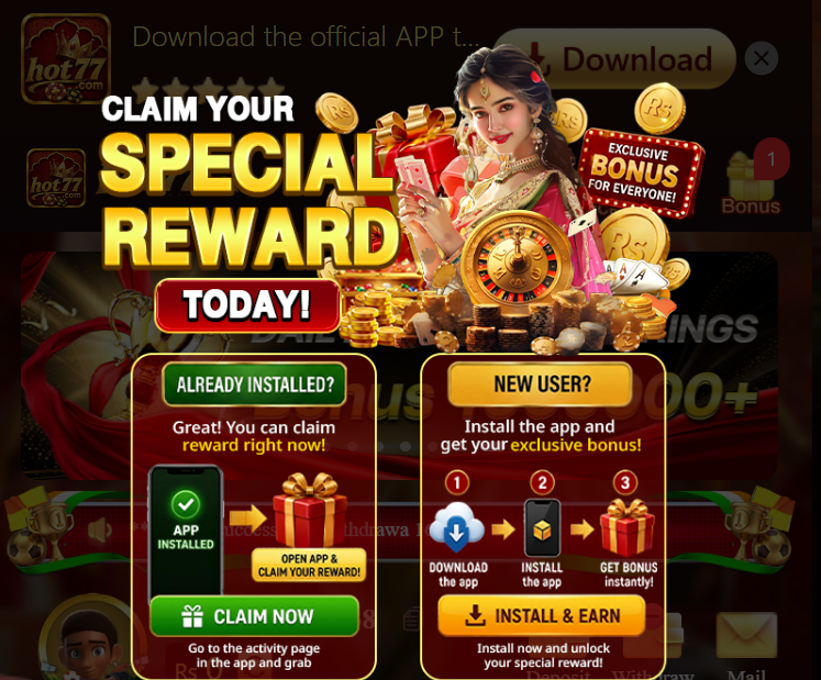 Hot77 Game welcome bonus promotions Pakistan 2026
