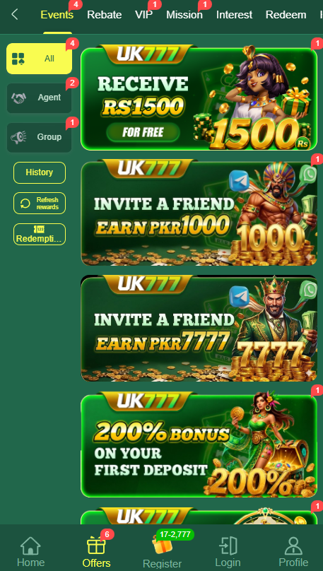 UK777 Game welcome bonus promotions Pakistan 2026